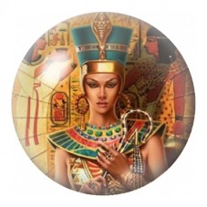 Cabochon en Verre Illustré Reine Égyptienne au Sceptre 12 à 25mm pour la Création de Bijoux Fantaisie - DIY