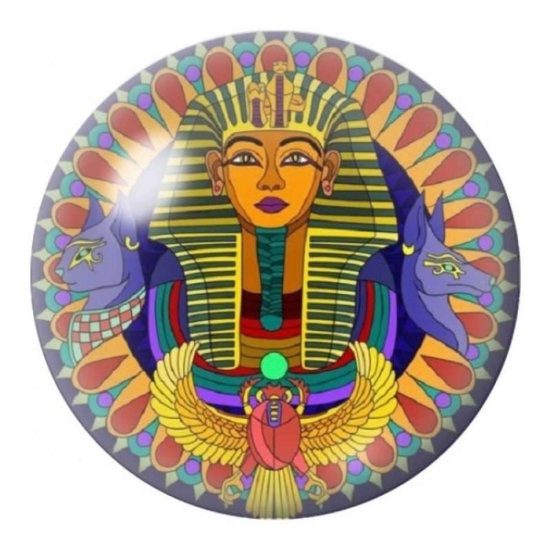 Cabochon en Verre Illustré Pharaon au Mandala Coloré 12 à 25mm