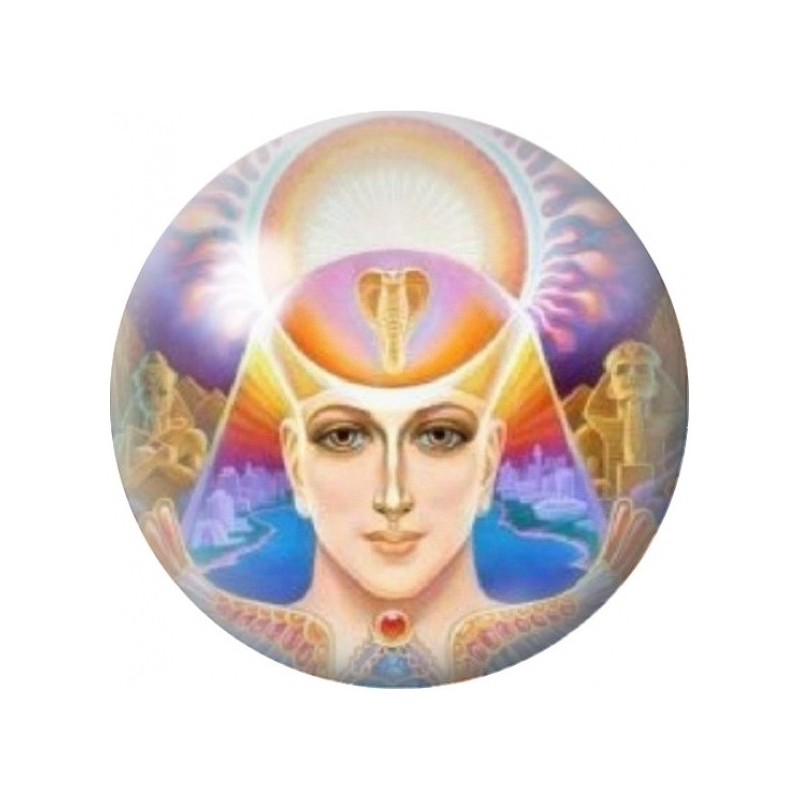 Cabochon en Verre Illustré Déesse Égyptienne au Disque Solaire 12 à 25mm