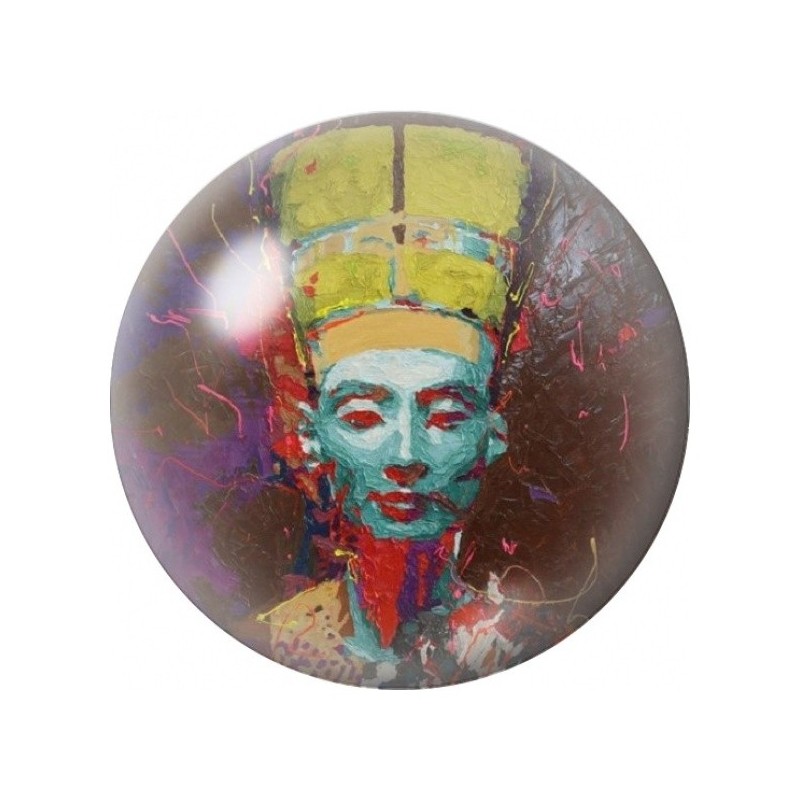 Cabochon en Verre Illustré Néfertiti Street Art Turquoise 12 à 25mm