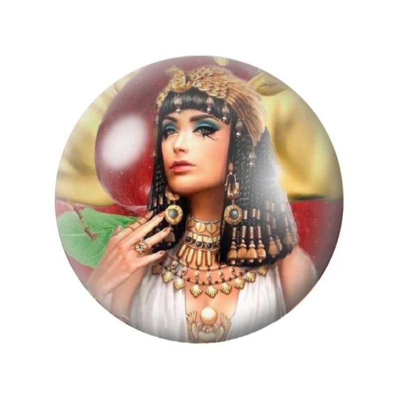 Cabochon en Verre Illustré Cléopâtre aux Bijoux d’Or 12 à 25mm