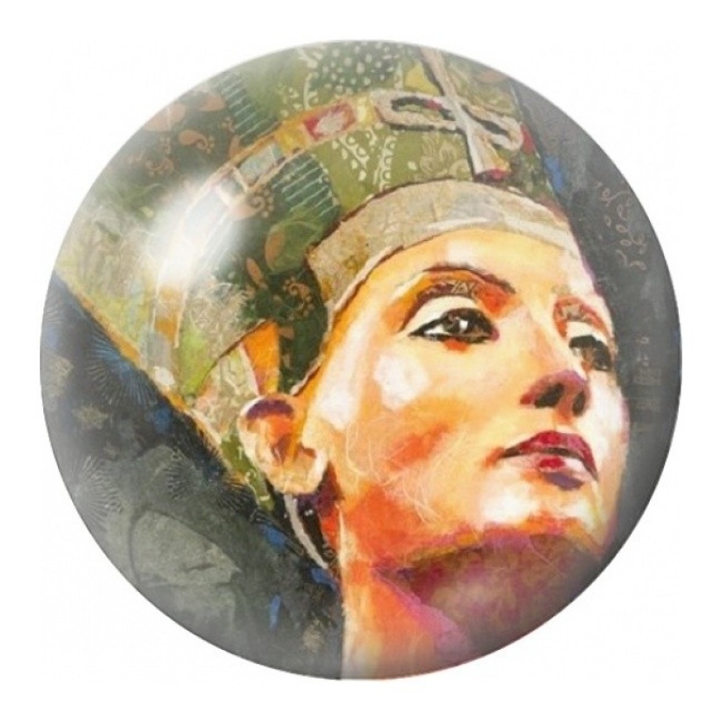 Cabochon en Verre Illustré Néfertiti Portrait Aquarelle 12 à 25mm