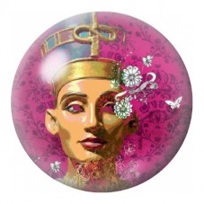 Cabochon en Verre Illustré Néfertiti Dorée aux Fleurs Roses 12 à 25mm pour la Création de Bijoux Fantaisie - DIY