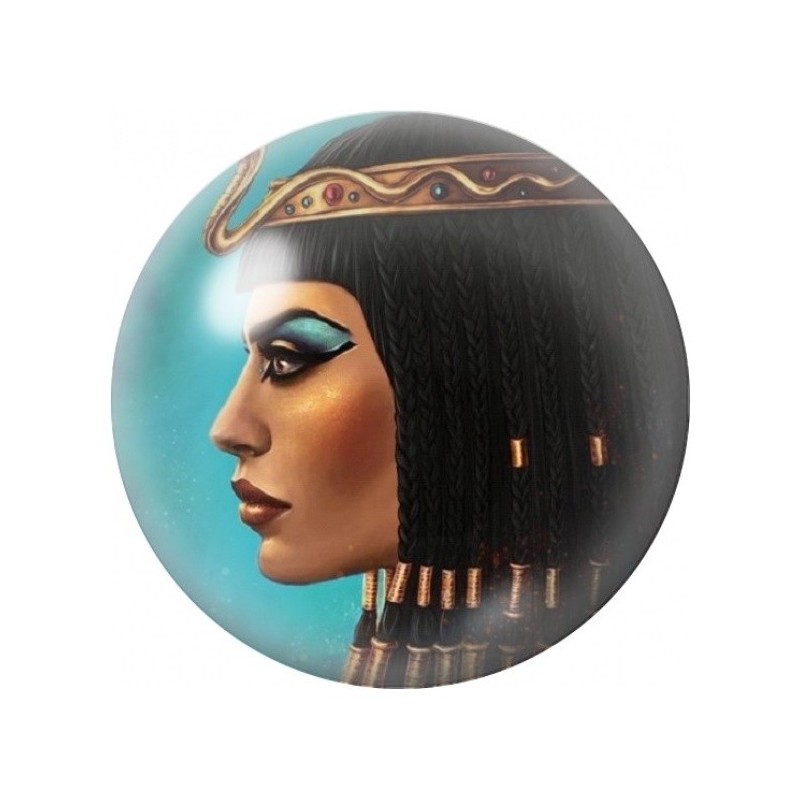 Cabochon en Verre Illustré Cléopâtre de Profil sur Turquoise 12 à 25mm