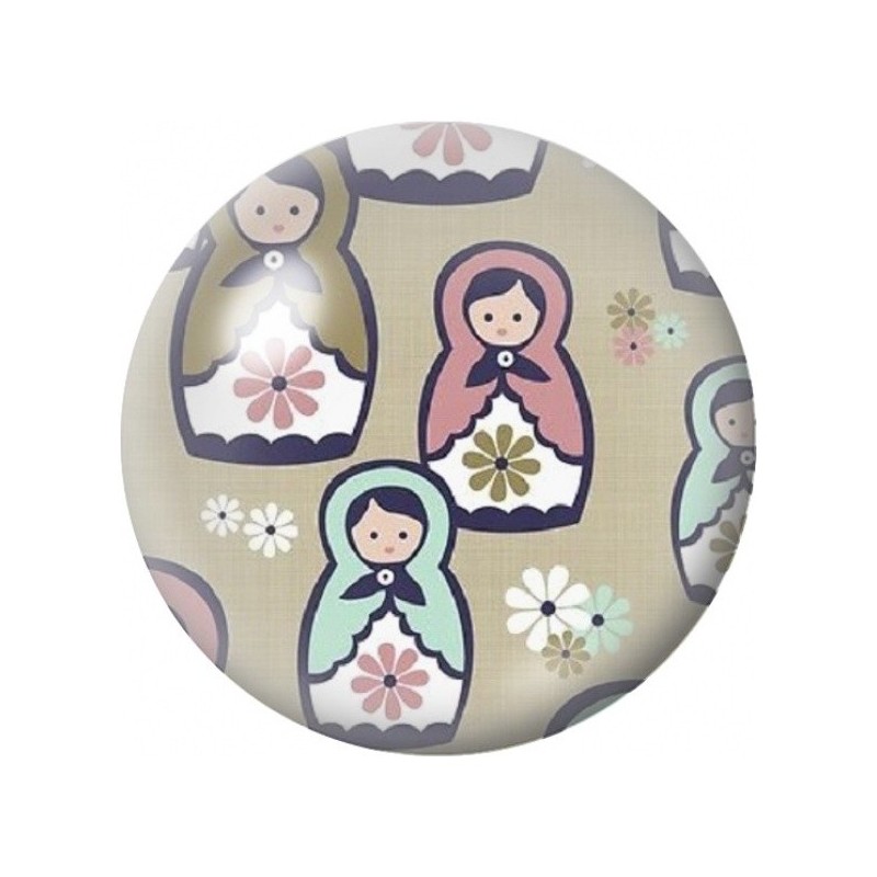 Cabochon en Verre Illustré Poupées Russes Pastel 12 à 25mm