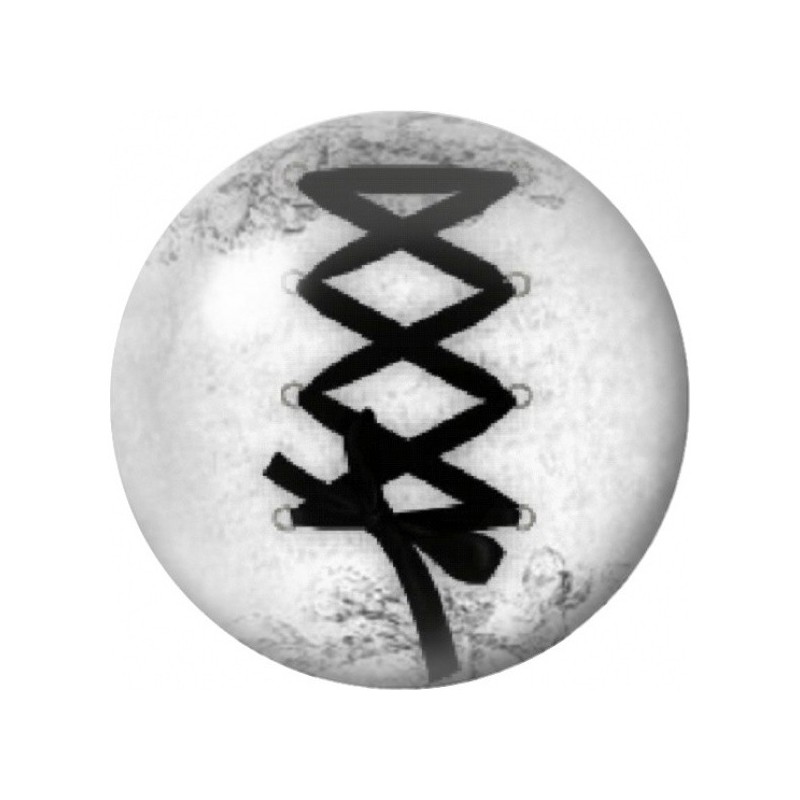 Cabochon en Verre Illustré Laçage de Corset Noir 12 à 25mm