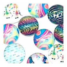 10 Cabochons en Verre Motifs Abstraits Variés 12mm pour la Création de Bijoux Fantaisie - DIY