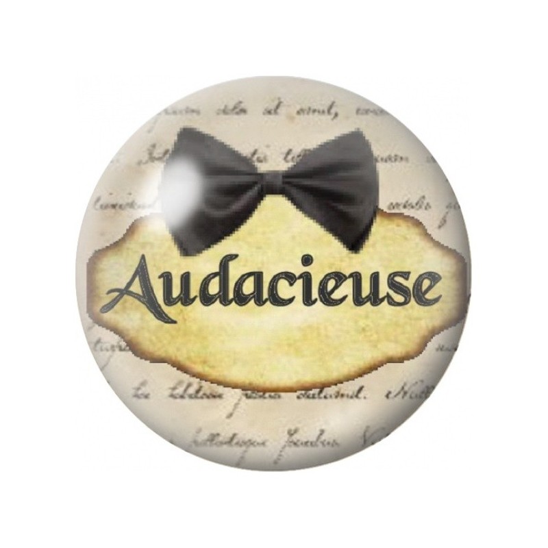 Cabochon en Verre Illustré Audacieuse au Nœud Noir 12 à 25mm