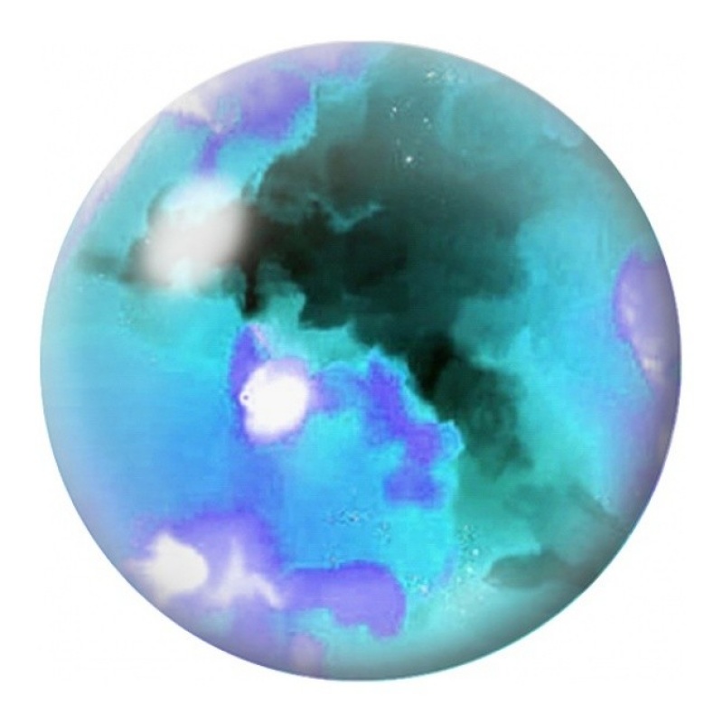 Cabochon en Verre Illustré Nébuleuse Turquoise et Violette 12 à 25mm