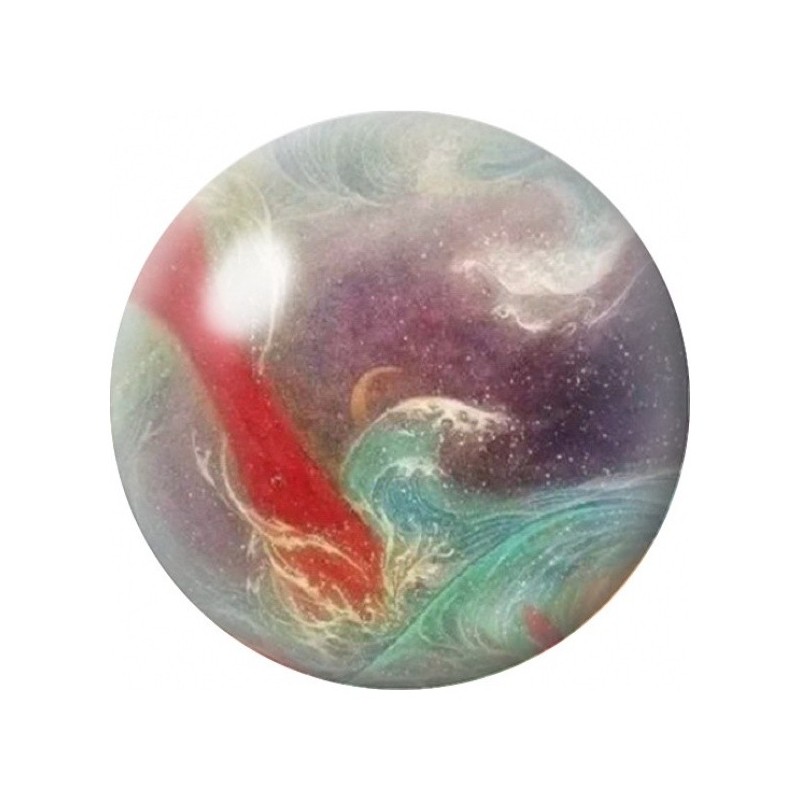 Cabochon en Verre Illustré Vagues Cosmiques Rouge et Turquoise 12 à 25mm
