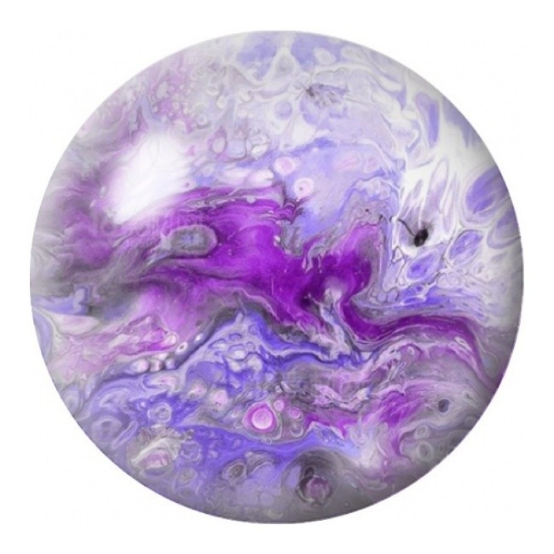 Cabochon en Verre Illustré Marbre Violet et Argent 12 à 25mm