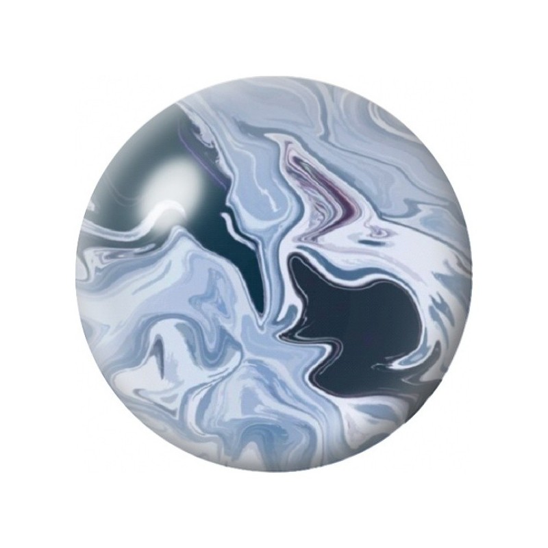 Cabochon en Verre Illustré Marbre Noir Blanc et Bleu 12 à 25mm