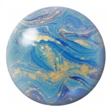 Cabochon en Verre Illustré Marbre Bleu Turquoise et Or 12 à 25mm pour la Création de Bijoux Fantaisie - DIY