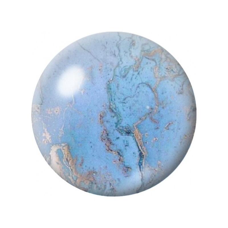 Cabochon en Verre Illustré Marbre Bleu et Cuivre 12 à 25mm