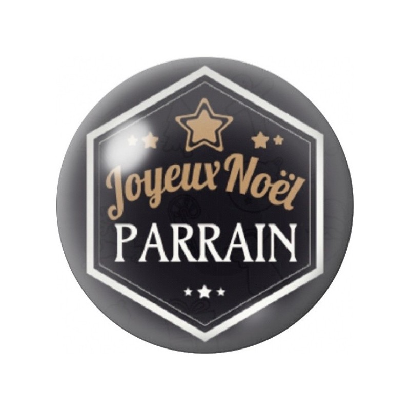 Cabochon en Verre Illustré Joyeux Noël Parrain 12 à 25mm