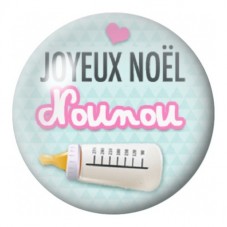 Cabochon en Verre Illustré Joyeux Noël Nounou sur Fond Menthe 12 à 25mm pour la Création de Bijoux Fantaisie - DIY