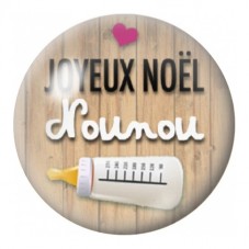 Cabochon en Verre Illustré Joyeux Noël Nounou sur Fond Bois 12 à 25mm pour la Création de Bijoux Fantaisie - DIY