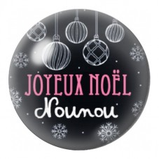 Cabochon en Verre Illustré Joyeux Noël Nounou Argenté 12 à 25mm pour la Création de Bijoux Fantaisie - DIY