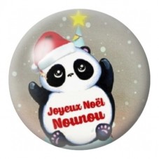 Cabochon en Verre Illustré Joyeux Noël Nounou Panda 12 à 25mm pour la Création de Bijoux Fantaisie - DIY