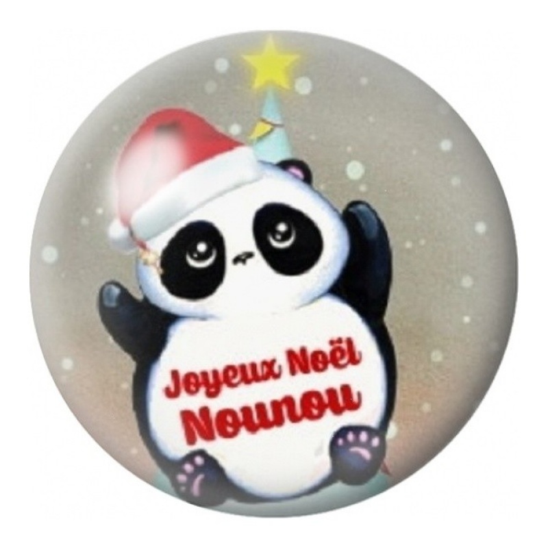 Cabochon en Verre Illustré Joyeux Noël Nounou Panda 12 à 25mm