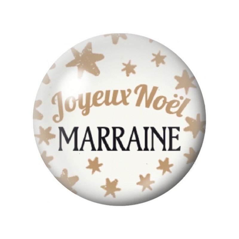 Cabochon en Verre Illustré Joyeux Noël Marraine Doré 12 à 25mm