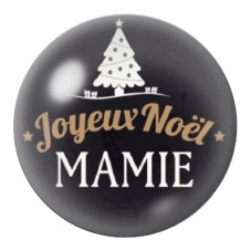 Cabochon en Verre Illustré Joyeux Noël Mamie au Sapin 12 à 25mm pour la Création de Bijoux Fantaisie - DIY