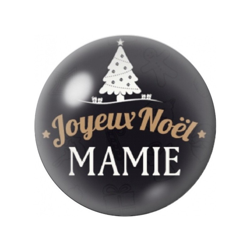 Cabochon en Verre Illustré Joyeux Noël Mamie au Sapin 12 à 25mm