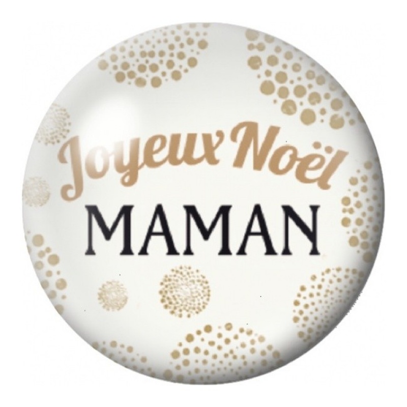 Cabochon en Verre Illustré Joyeux Noël Maman en Or 12 à 25mm
