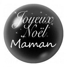 Cabochon en Verre Illustré Joyeux Noël Maman Calligraphie Blanche 12 à 25mm pour la Création de Bijoux Fantaisie - DIY