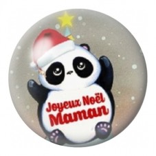 Cabochon en Verre Illustré Joyeux Noël Maman Panda 12 à 25mm pour la Création de Bijoux Fantaisie - DIY