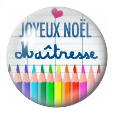 Cabochon en Verre Illustré Joyeux Noël Maîtresse aux Crayons 12 à 25mm pour la Création de Bijoux Fantaisie - DIY