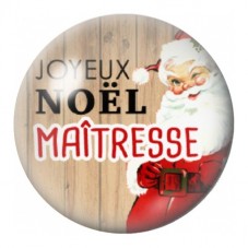 Cabochon en Verre Illustré Joyeux Noël Maîtresse Père Noël 12 à 25mm pour la Création de Bijoux Fantaisie - DIY