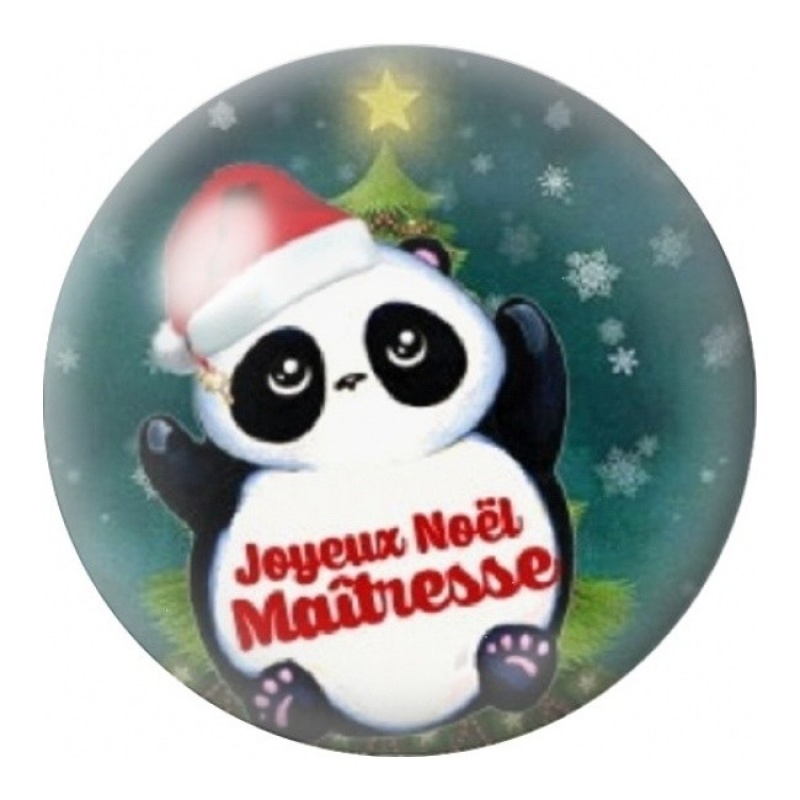 Cabochon en Verre Illustré Joyeux Noël Maîtresse Panda 12 à 25mm