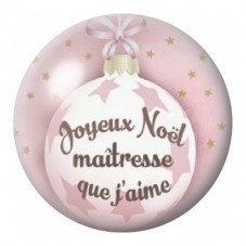 Cabochon en Verre Illustré Joyeux Noël Maîtresse que J’aime 12 à 25mm pour la Création de Bijoux Fantaisie - DIY