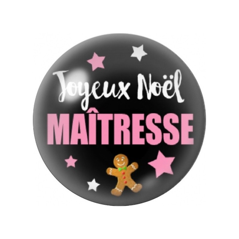 Cabochon en Verre Illustré Joyeux Noël Maîtresse Pain d’Épices 12 à 25mm