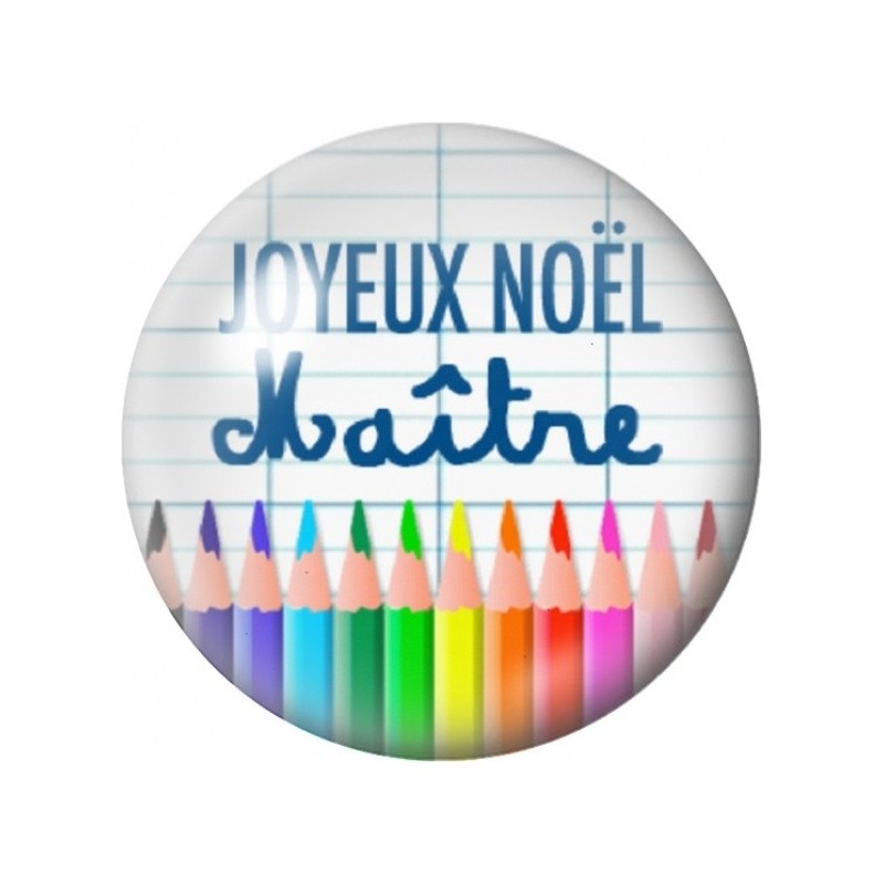 Cabochon en Verre Illustré Joyeux Noël Maître aux Crayons 12 à 25mm