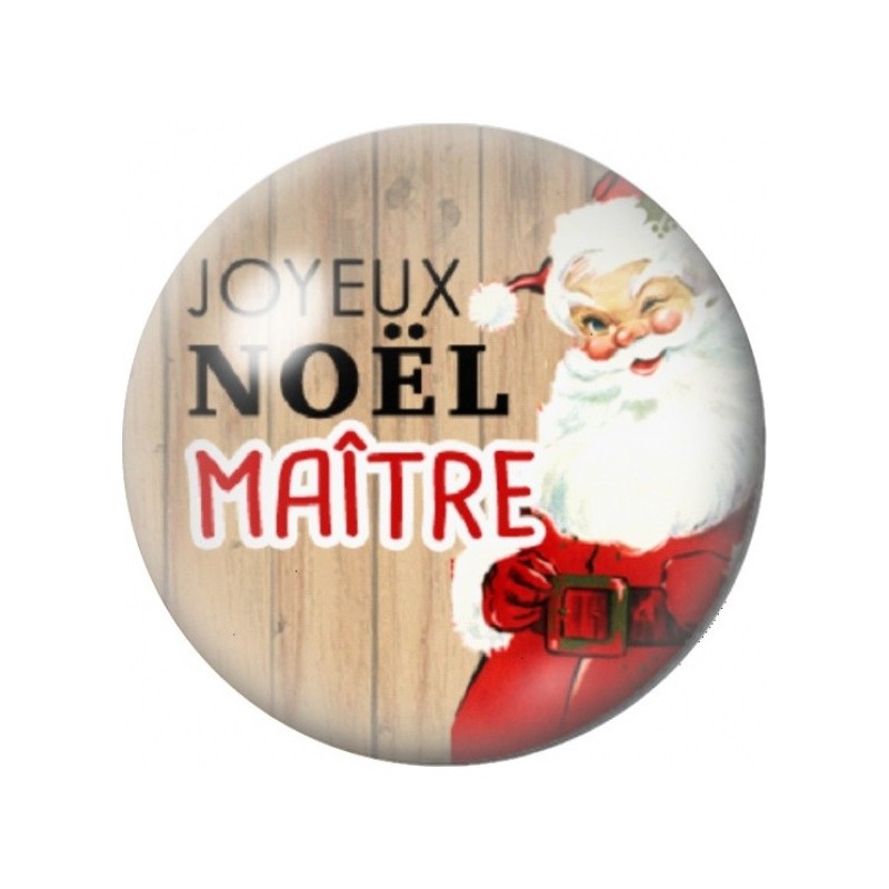 Cabochon en Verre Illustré Joyeux Noël Maître Père Noël 12 à 25mm