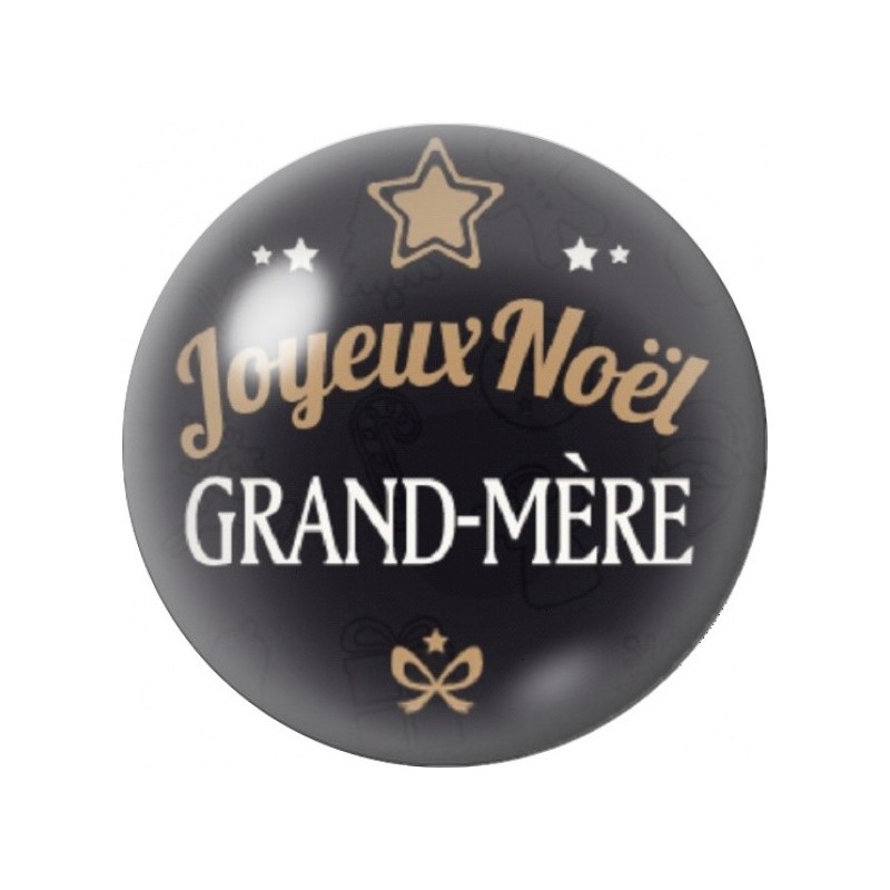 Cabochon en Verre Illustré Joyeux Noël Grand-Mère 12 à 25mm