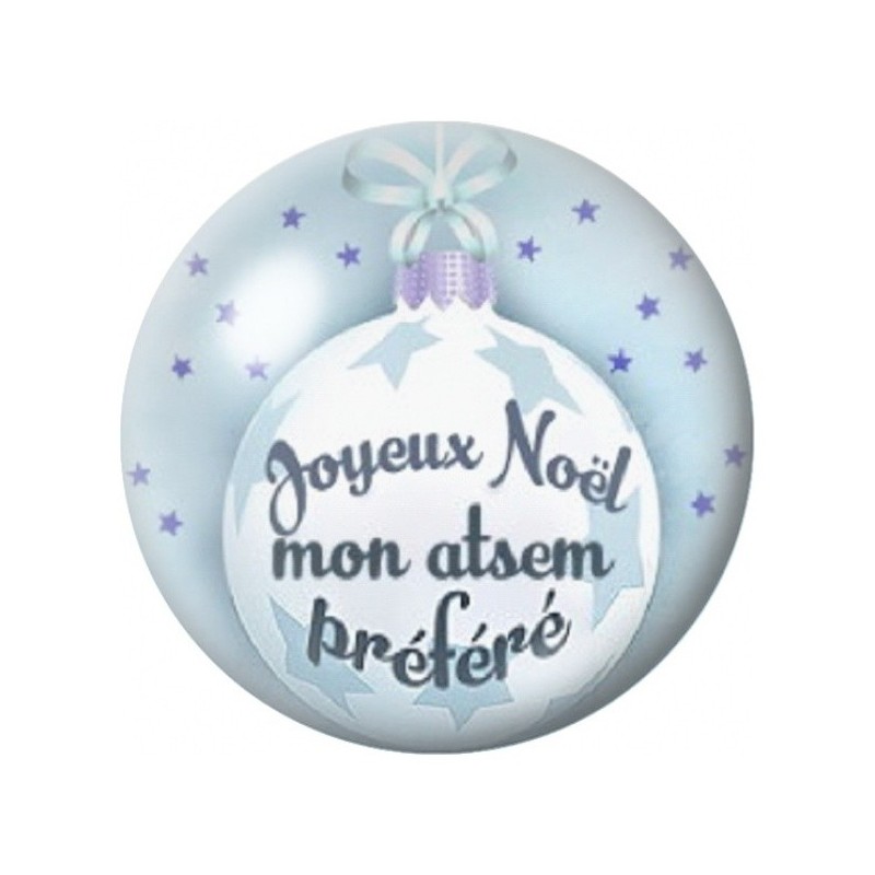 Cabochon en Verre Illustré Joyeux Noël Mon ATSEM Préféré 12 à 25mm