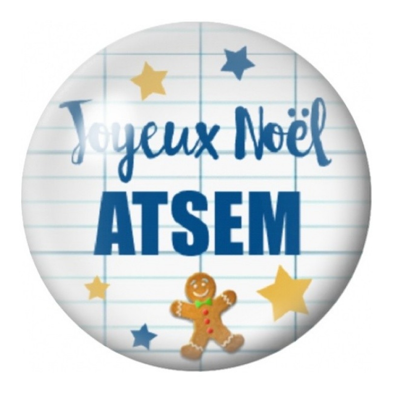 Cabochon en Verre Illustré Joyeux Noël ATSEM aux Étoiles 12 à 25mm