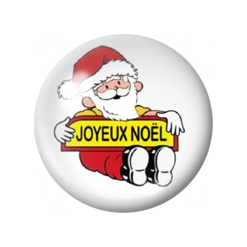 Cabochon en Verre Illustré Père Noël à la Pancarte 12 à 25mm