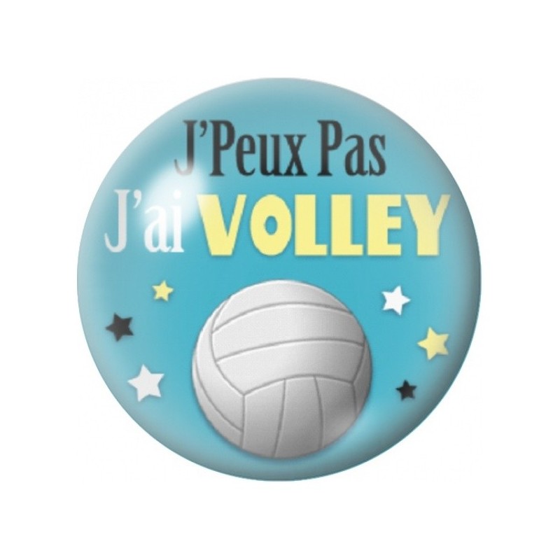 Cabochon en Verre Illustré J’Peux Pas J’ai Volley 12 à 25mm