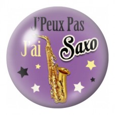 Cabochon en Verre Illustré J’Peux Pas J’ai Saxo 12 à 25mm pour la Création de Bijoux Fantaisie - DIY