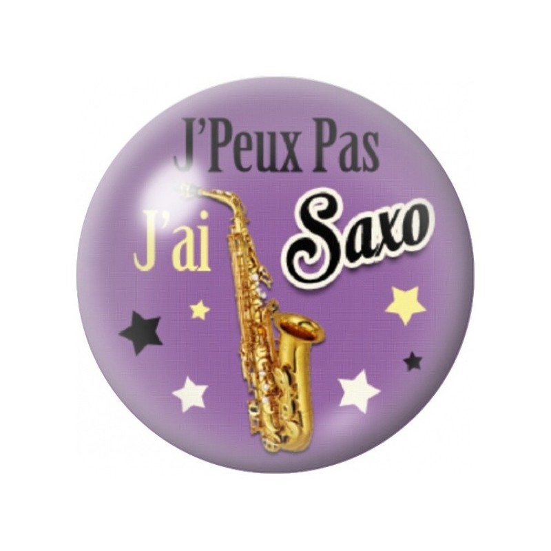 Cabochon en Verre Illustré J’Peux Pas J’ai Saxo 12 à 25mm
