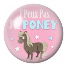 Cabochon en Verre Illustré J’Peux Pas J’ai Poney 12 à 25mm pour la Création de Bijoux Fantaisie - DIY