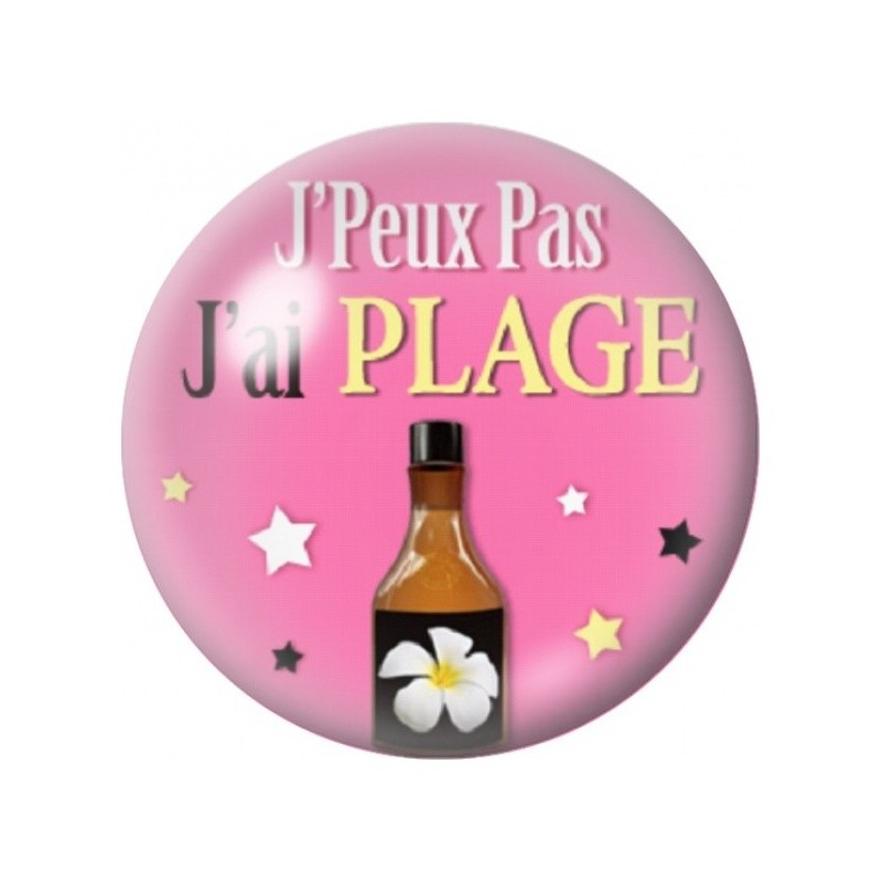 Cabochon en Verre Illustré J’Peux Pas J’ai Plage Tropicale 12 à 25mm