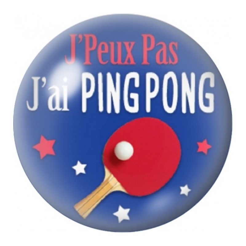 Cabochon en Verre Illustré J’Peux Pas J’ai Ping-Pong 12 à 25mm