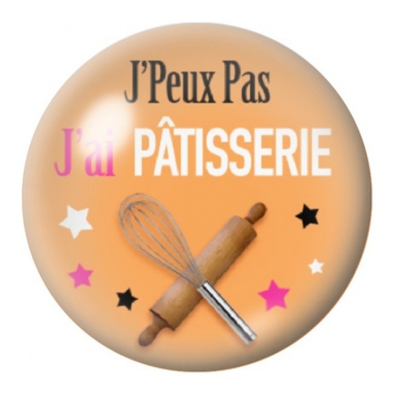 Cabochon en Verre Illustré J’Peux Pas J’ai Pâtisserie 12 à 25mm