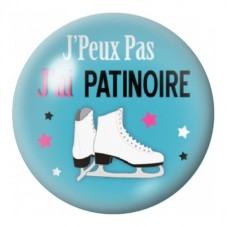Cabochon en Verre Illustré J’Peux Pas J’ai Patinoire 12 à 25mm pour la Création de Bijoux Fantaisie - DIY