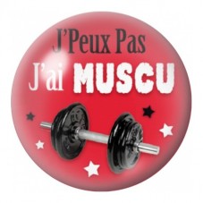 Cabochon en Verre Illustré J’Peux Pas J’ai Muscu 12 à 25mm pour la Création de Bijoux Fantaisie - DIY